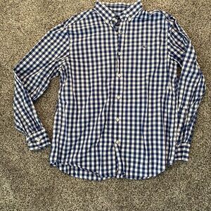 Vineyard Vines Men's Blue Checkered Whale Shirt sz Med Great condition